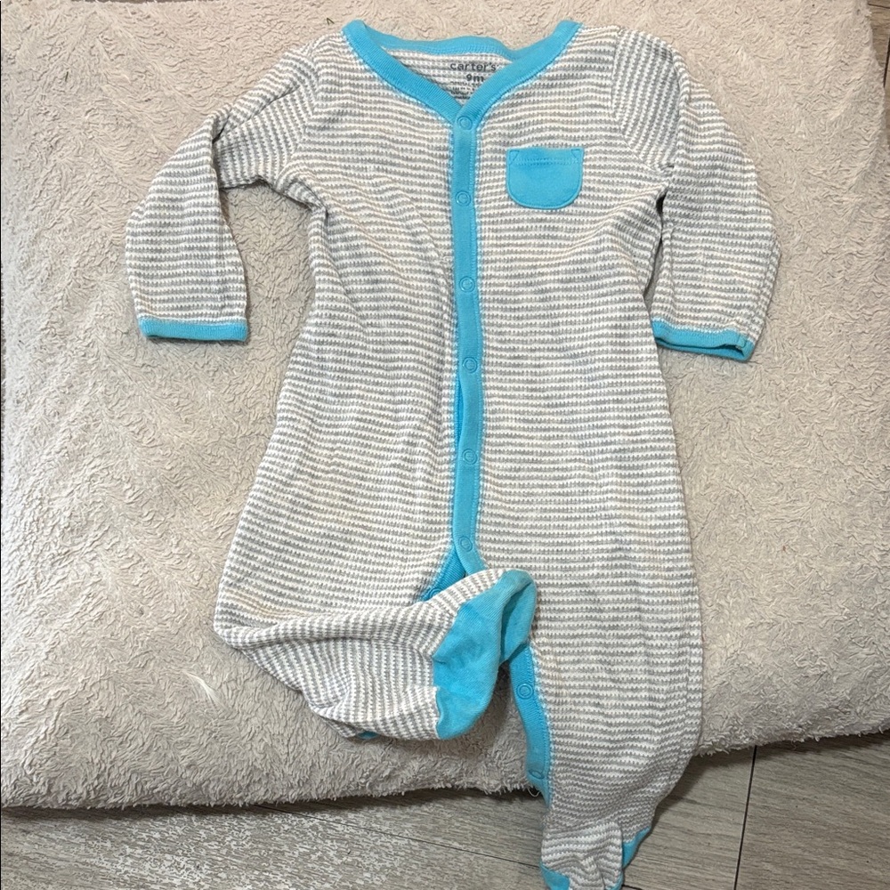 Carter's Gray and Blue Striped Footie